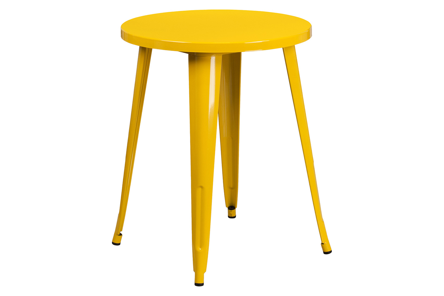 BLNK Chauncey Commercial Round Metal Indoor-Outdoor Table Set with 4 Arm Chairs - Yellow