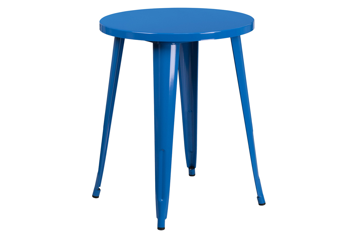 BLNK Chauncey Commercial Round Metal Indoor-Outdoor Table Set with 4 Cafe Chairs - Blue