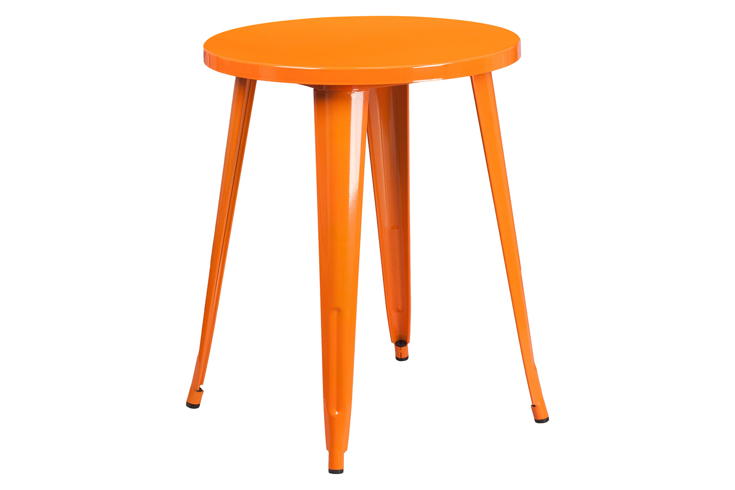 BLNK Chauncey Commercial Round Metal Indoor-Outdoor Table Set with 4 Cafe Chairs - Orange