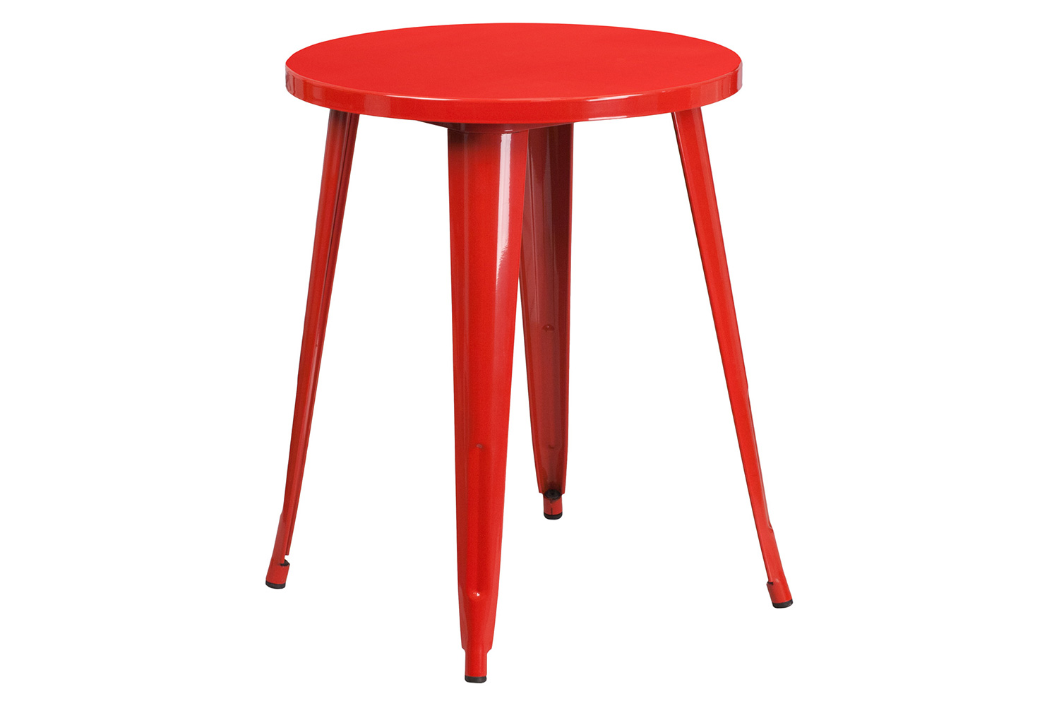 BLNK Chauncey Commercial Round Metal Indoor-Outdoor Table Set with 4 Cafe Chairs - Red