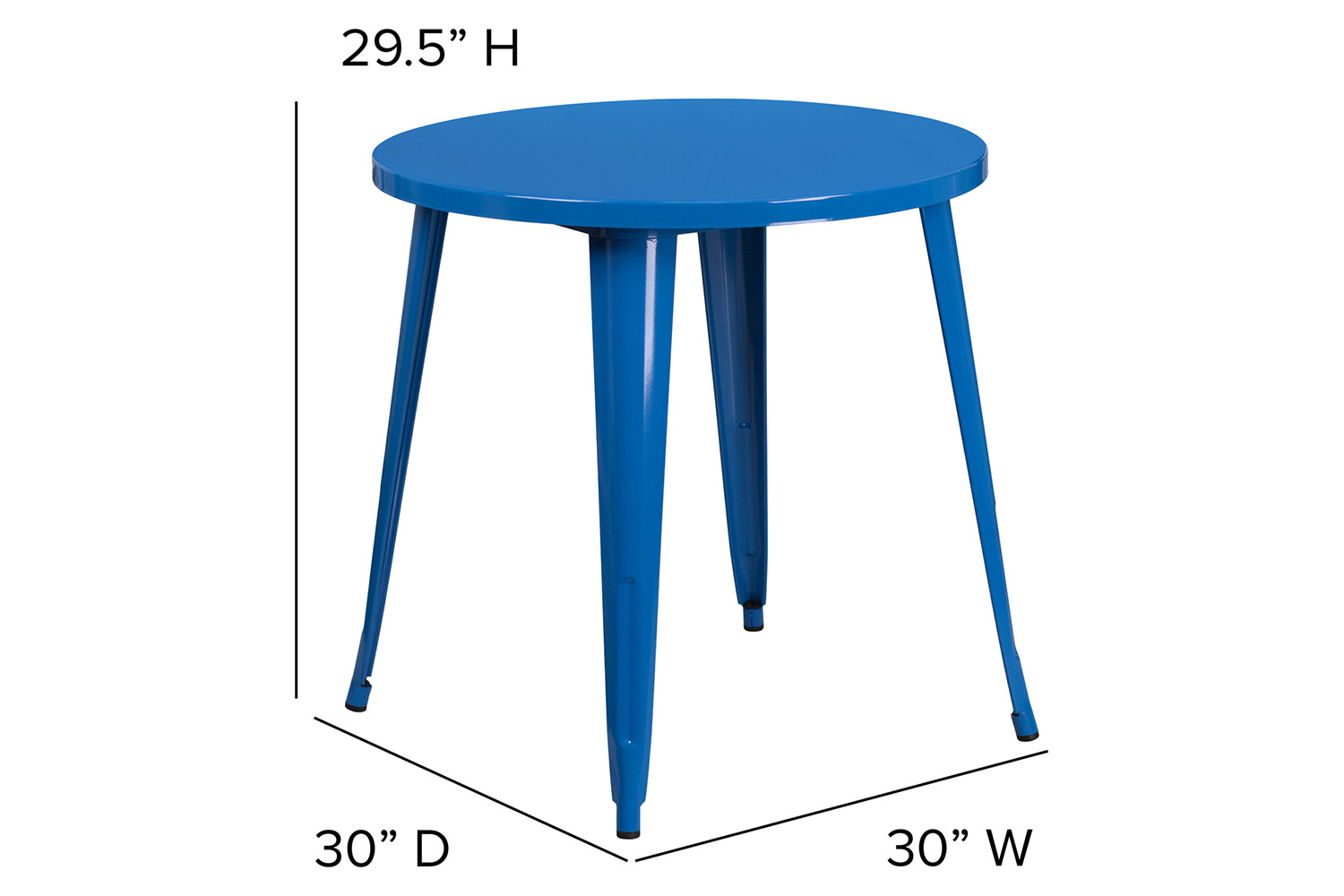 BLNK Jeffrey Commercial Round Metal Indoor-Outdoor Table - Blue