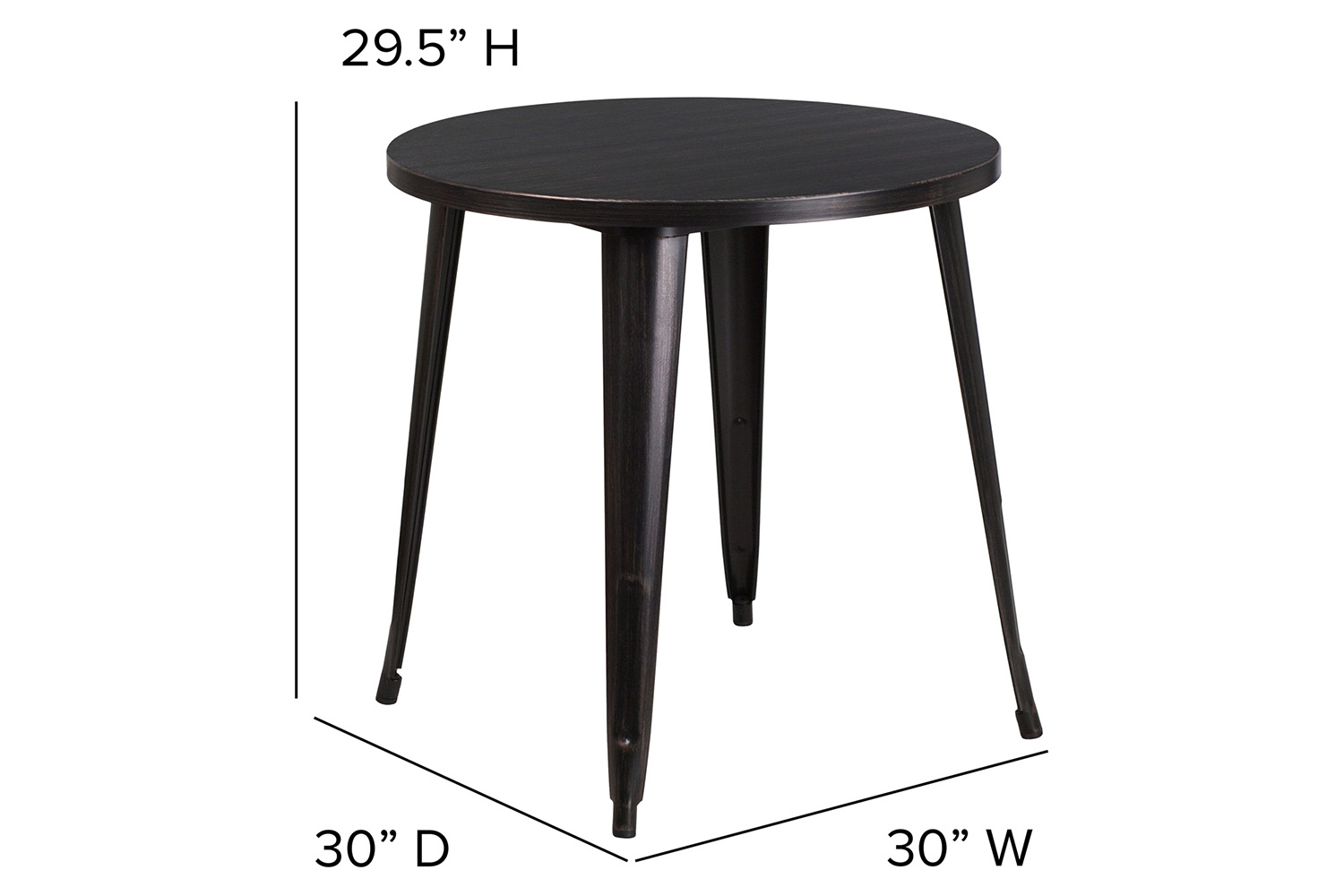 BLNK Jeffrey Commercial Round Metal Indoor-Outdoor Table - Black/Antique