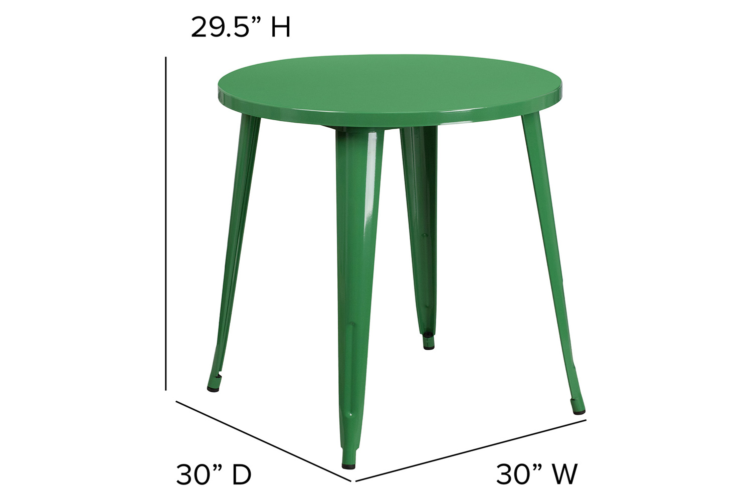 BLNK Jeffrey Commercial Round Metal Indoor-Outdoor Table - Green