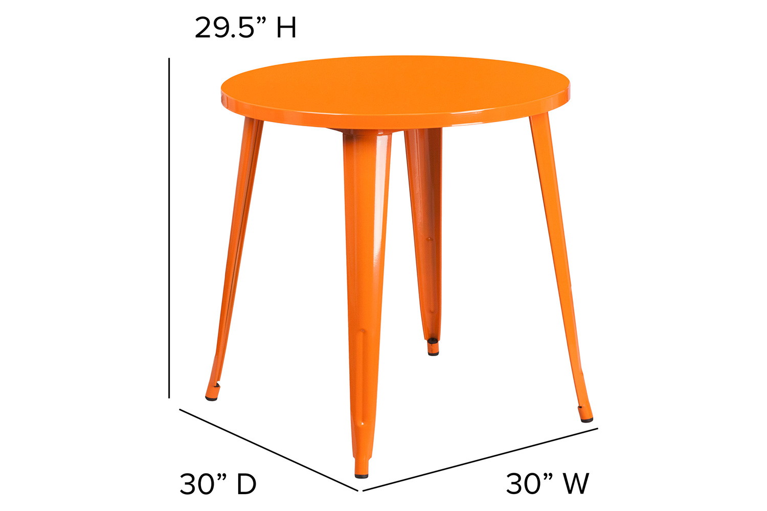 BLNK Jeffrey Commercial Round Metal Indoor-Outdoor Table - Orange