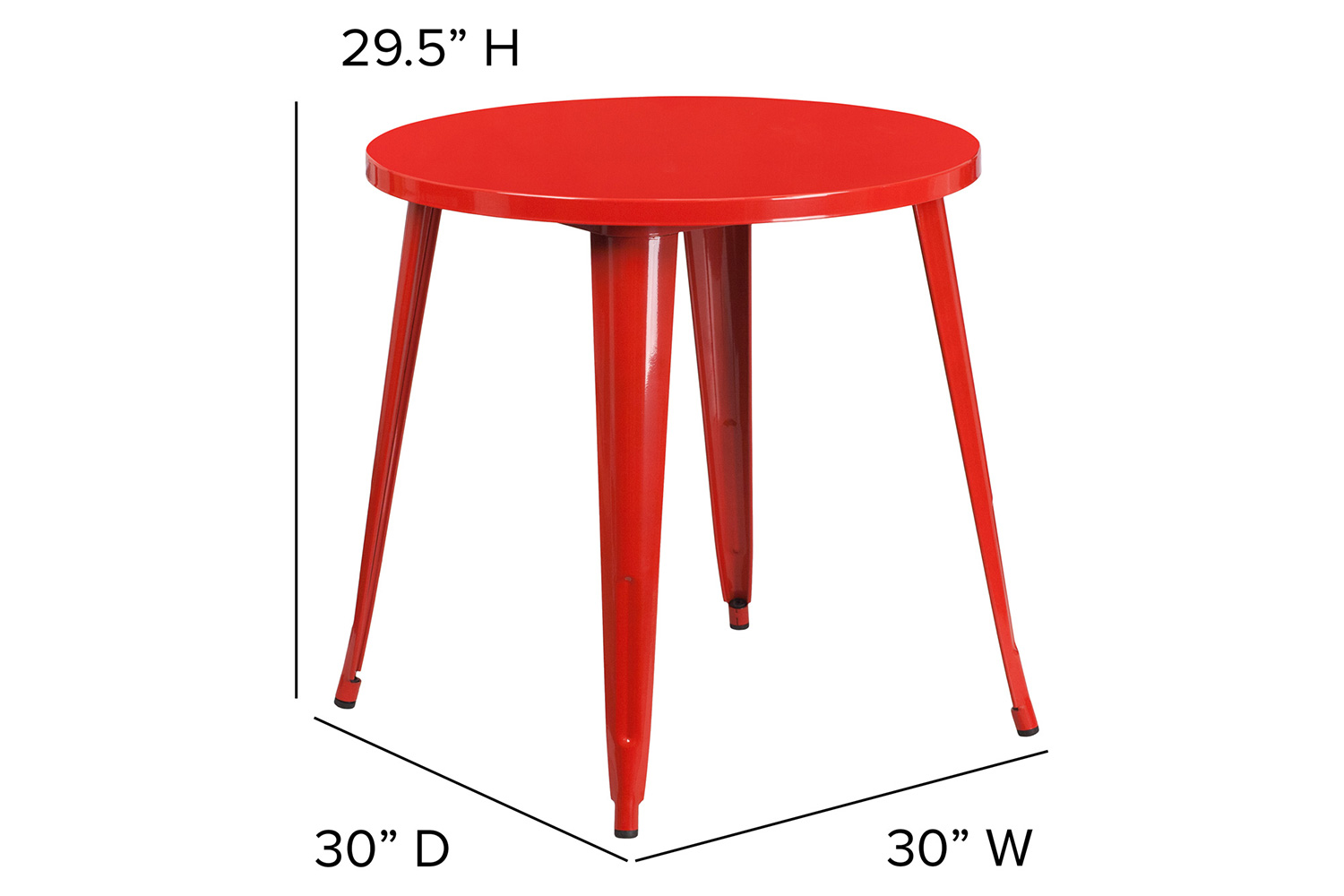 BLNK Jeffrey Commercial Round Metal Indoor-Outdoor Table - Red