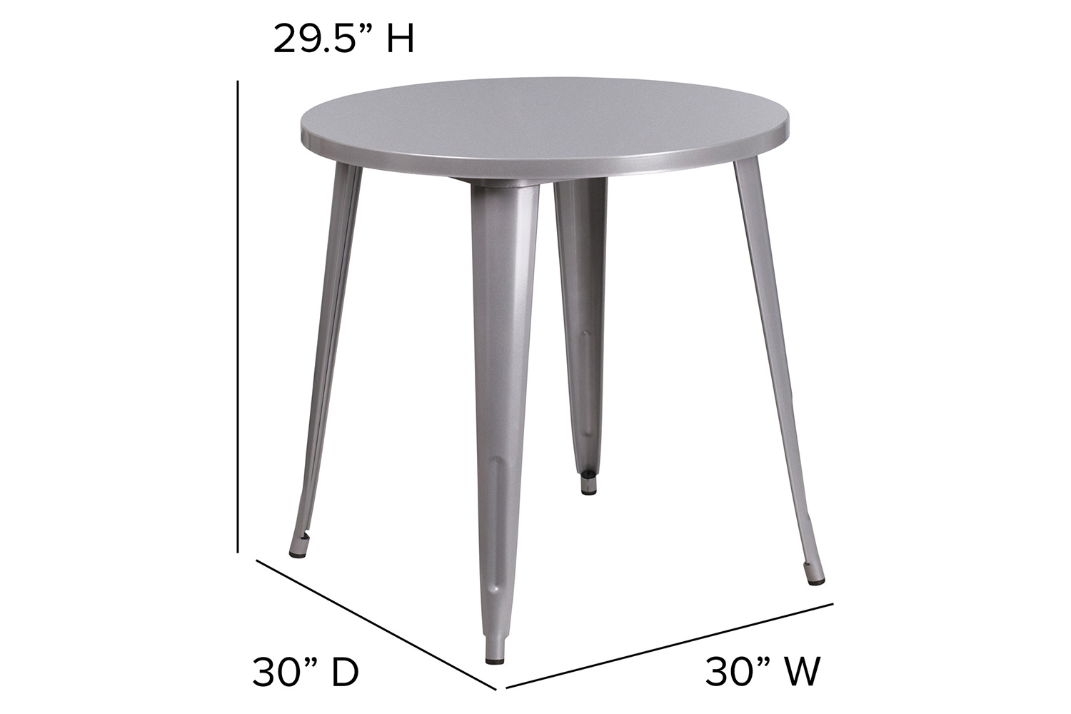 BLNK Jeffrey Commercial Round Metal Indoor-Outdoor Table - Silver