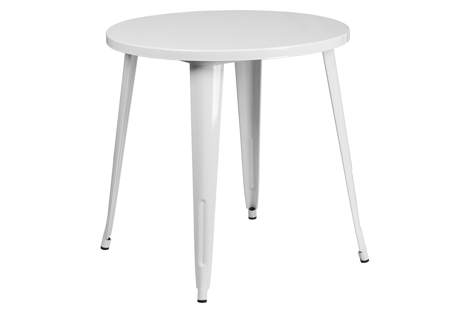 BLNK Jeffrey Commercial Round Metal Indoor-Outdoor Table - White