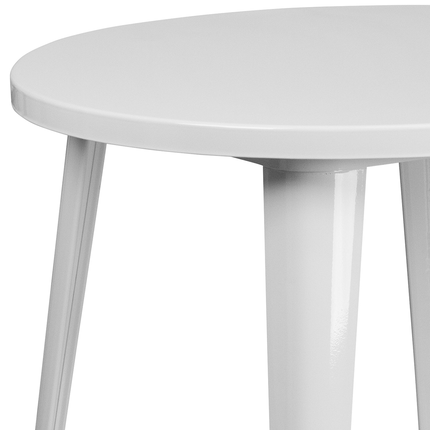 BLNK Jeffrey Commercial Round Metal Indoor-Outdoor Table - White