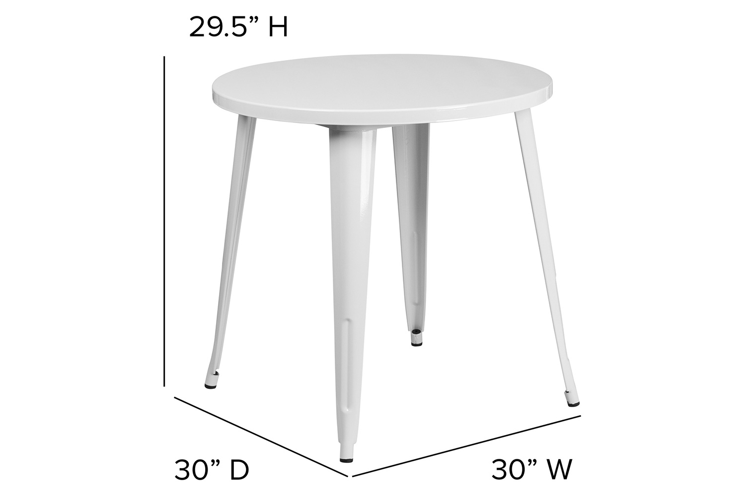 BLNK Jeffrey Commercial Round Metal Indoor-Outdoor Table - White