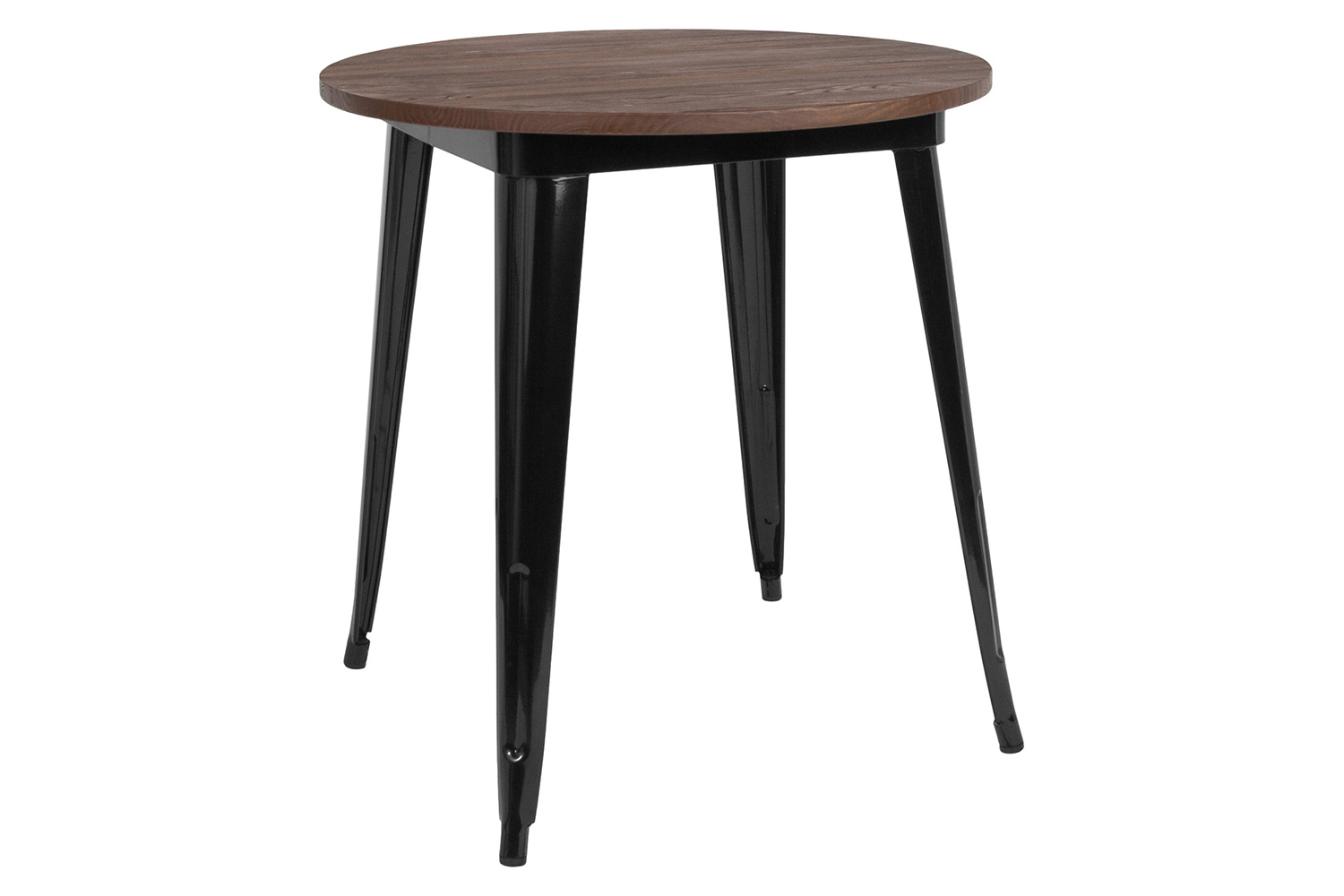 BLNK Jeffrey Round Metal Indoor Table with Walnut Rustic Wood Top