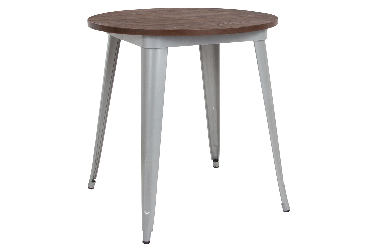 BLNK Jeffrey Round Metal Indoor Table with Walnut Rustic Wood Top