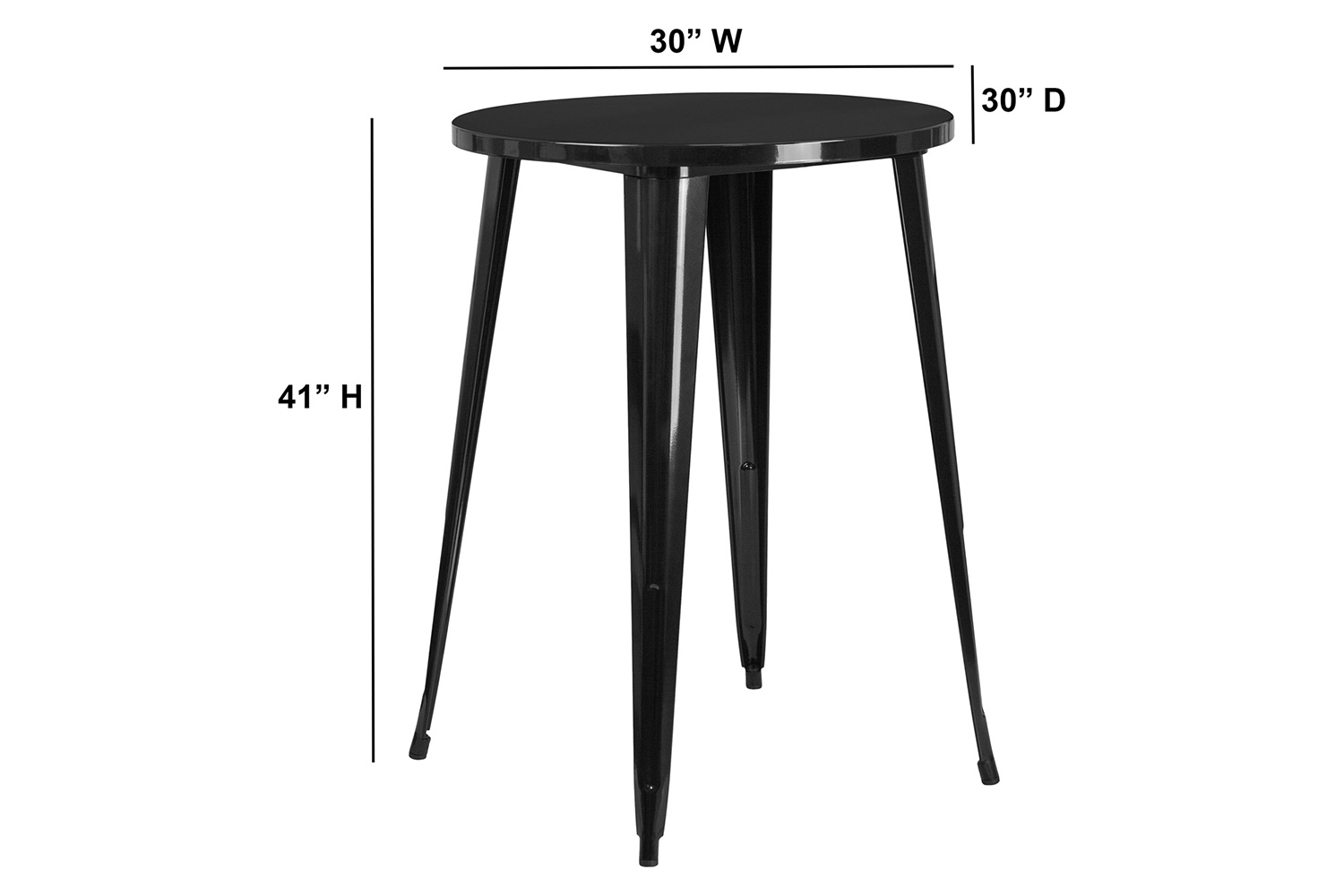 BLNK Philip Commercial Round Metal Indoor-Outdoor Bar Height Table - Black