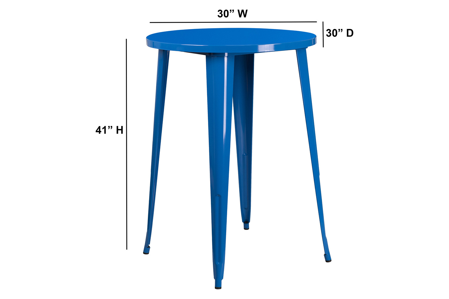 BLNK Philip Commercial Round Metal Indoor-Outdoor Bar Height Table - Blue