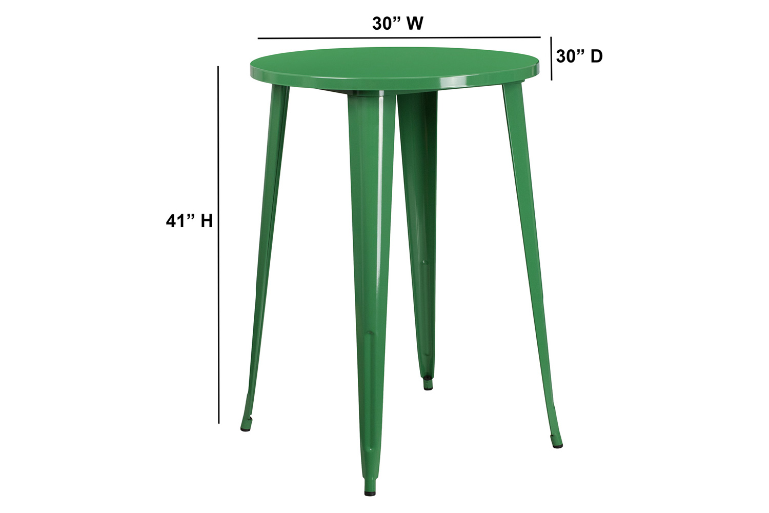 BLNK Philip Commercial Round Metal Indoor-Outdoor Bar Height Table - Green