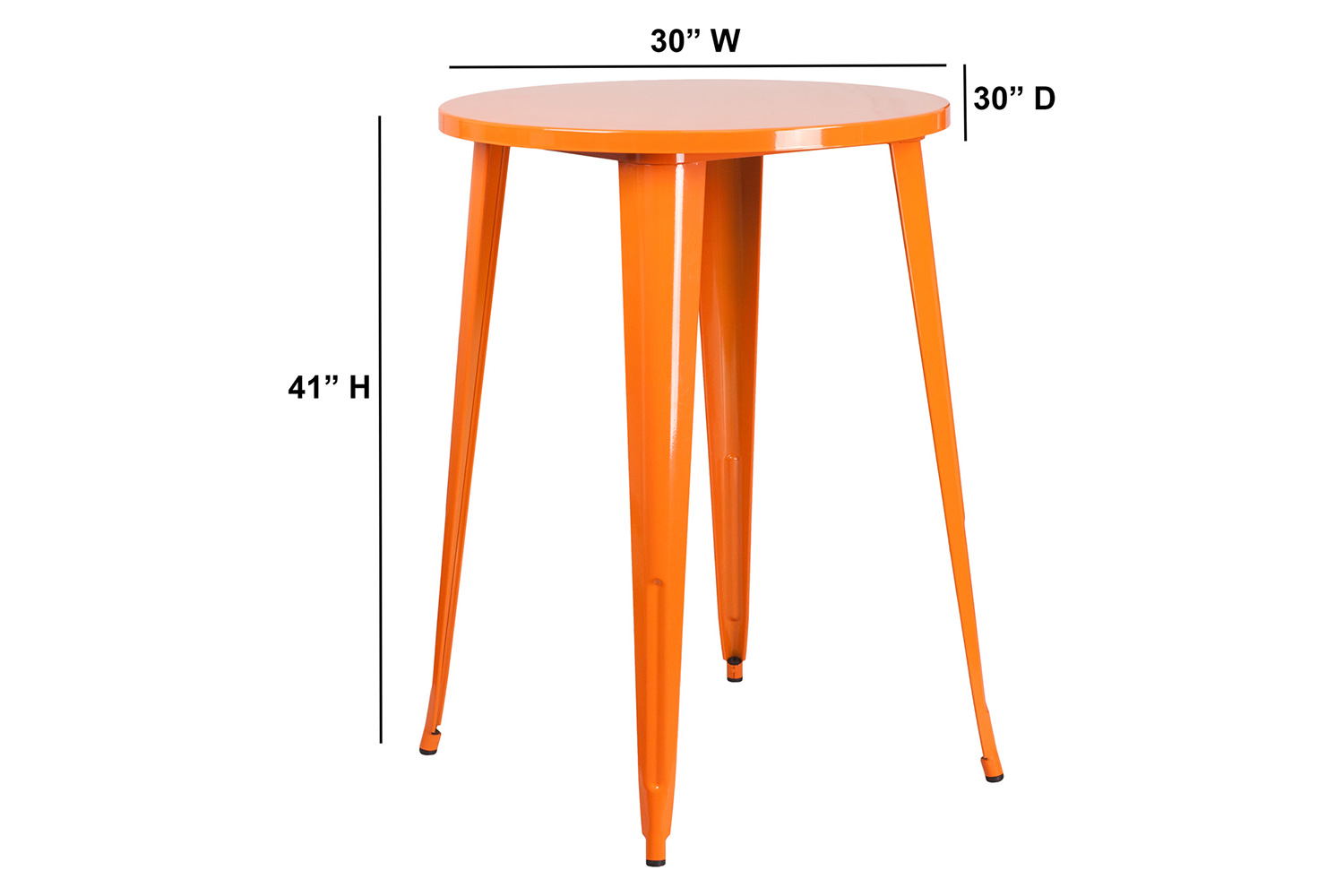 BLNK Philip Commercial Round Metal Indoor-Outdoor Bar Height Table - Orange