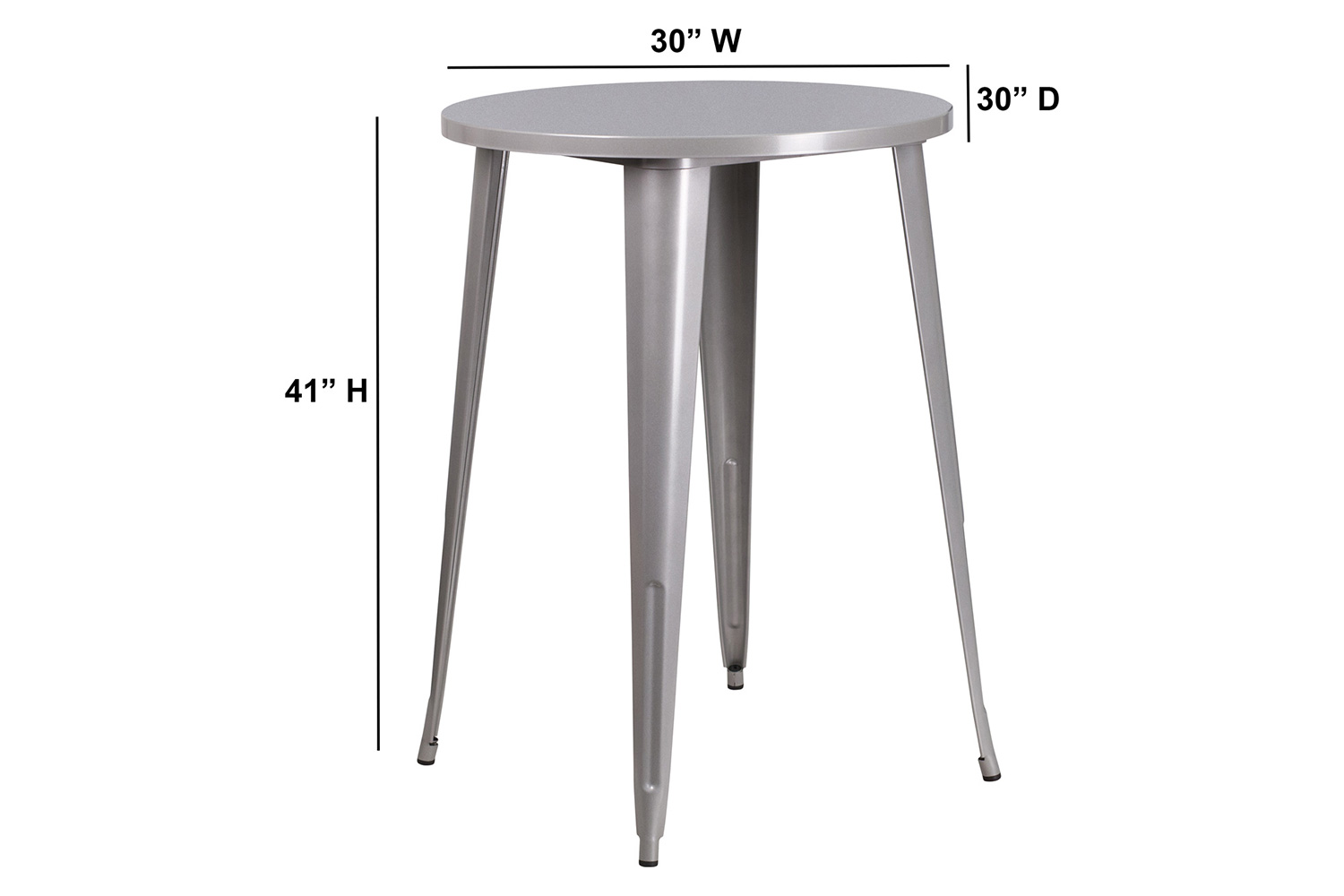 BLNK Philip Commercial Round Metal Indoor-Outdoor Bar Height Table - Silver