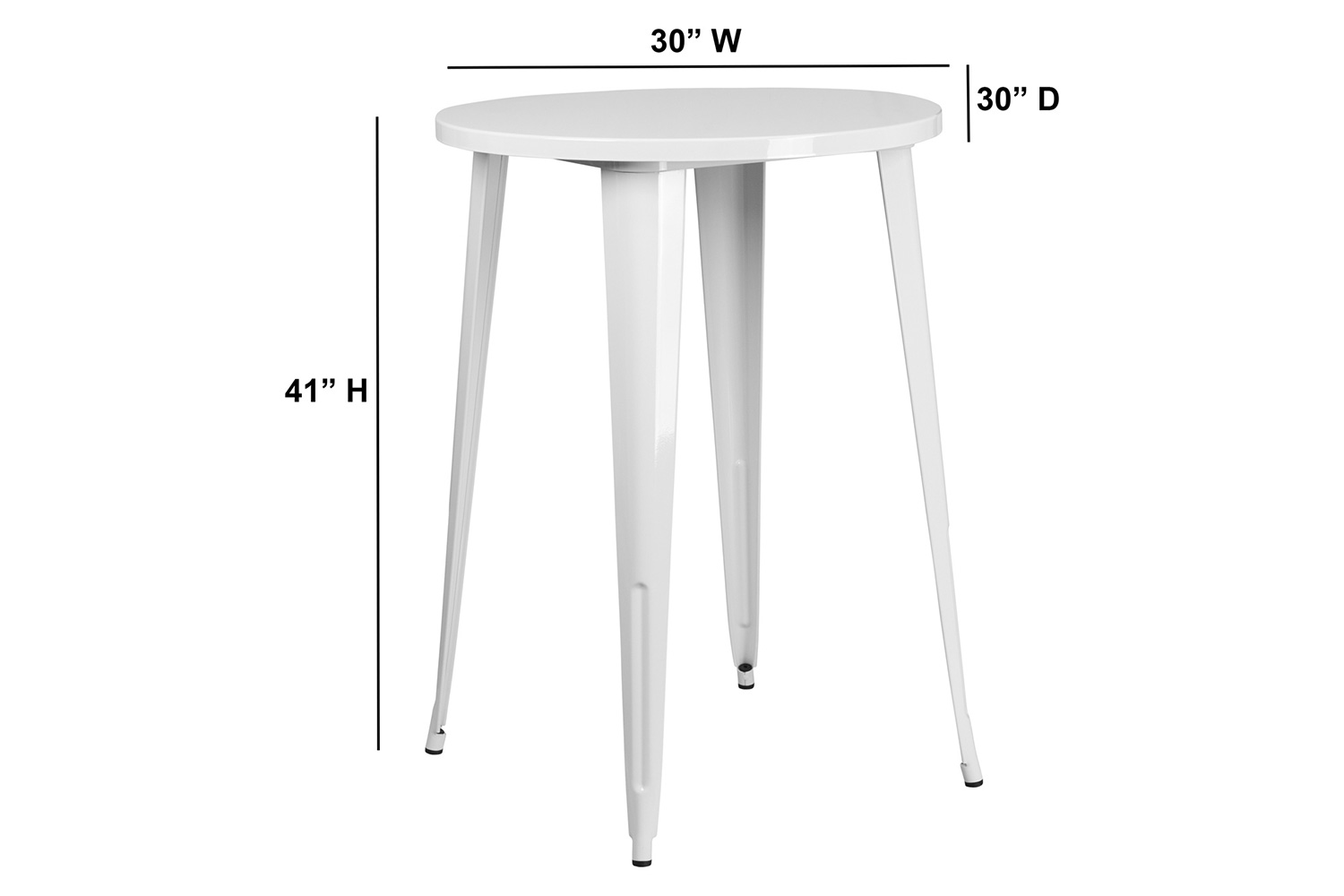 BLNK Philip Commercial Round Metal Indoor-Outdoor Bar Height Table - White