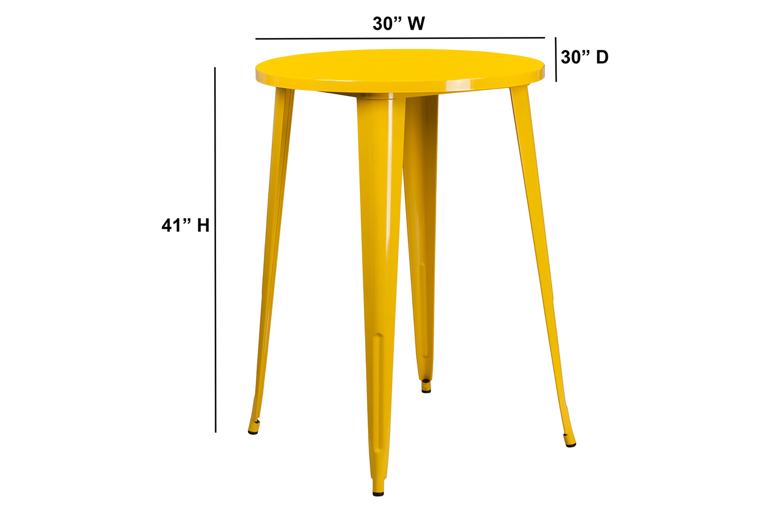 BLNK Philip Commercial Round Metal Indoor-Outdoor Bar Height Table - Yellow