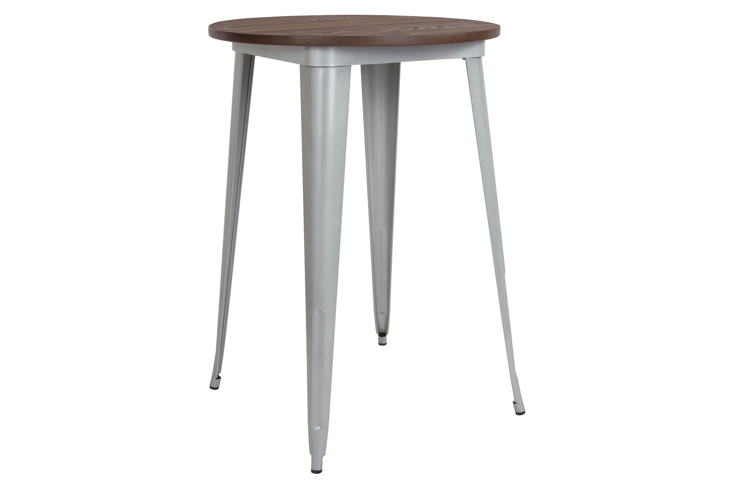 BLNK Philip Round Metal Indoor Bar Height Table with Walnut Rustic Wood Top