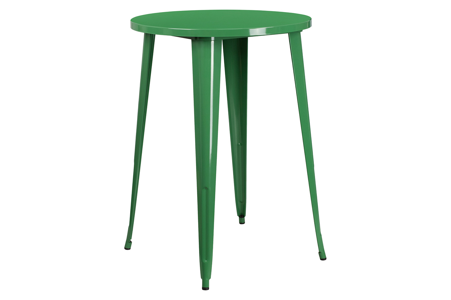 BLNK Boyd Commercial Round Metal Indoor-Outdoor Bar Table Set with 2 Square Seat Backless Stools - Green