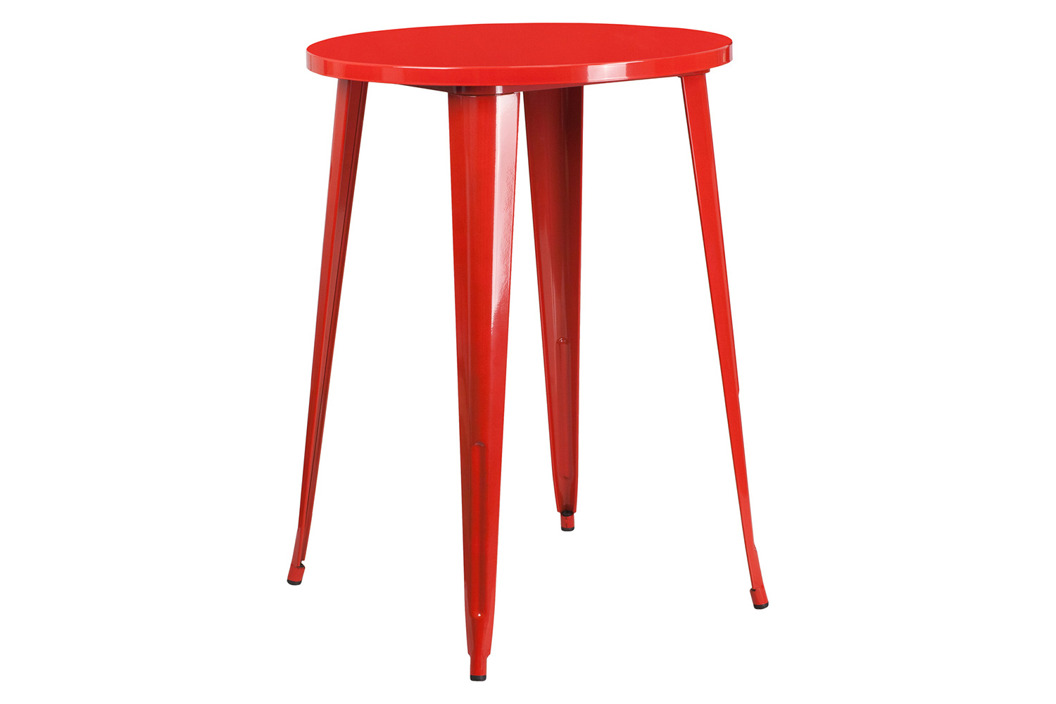 BLNK Boyd Commercial Round Metal Indoor-Outdoor Bar Table Set with 2 Square Seat Backless Stools - Red