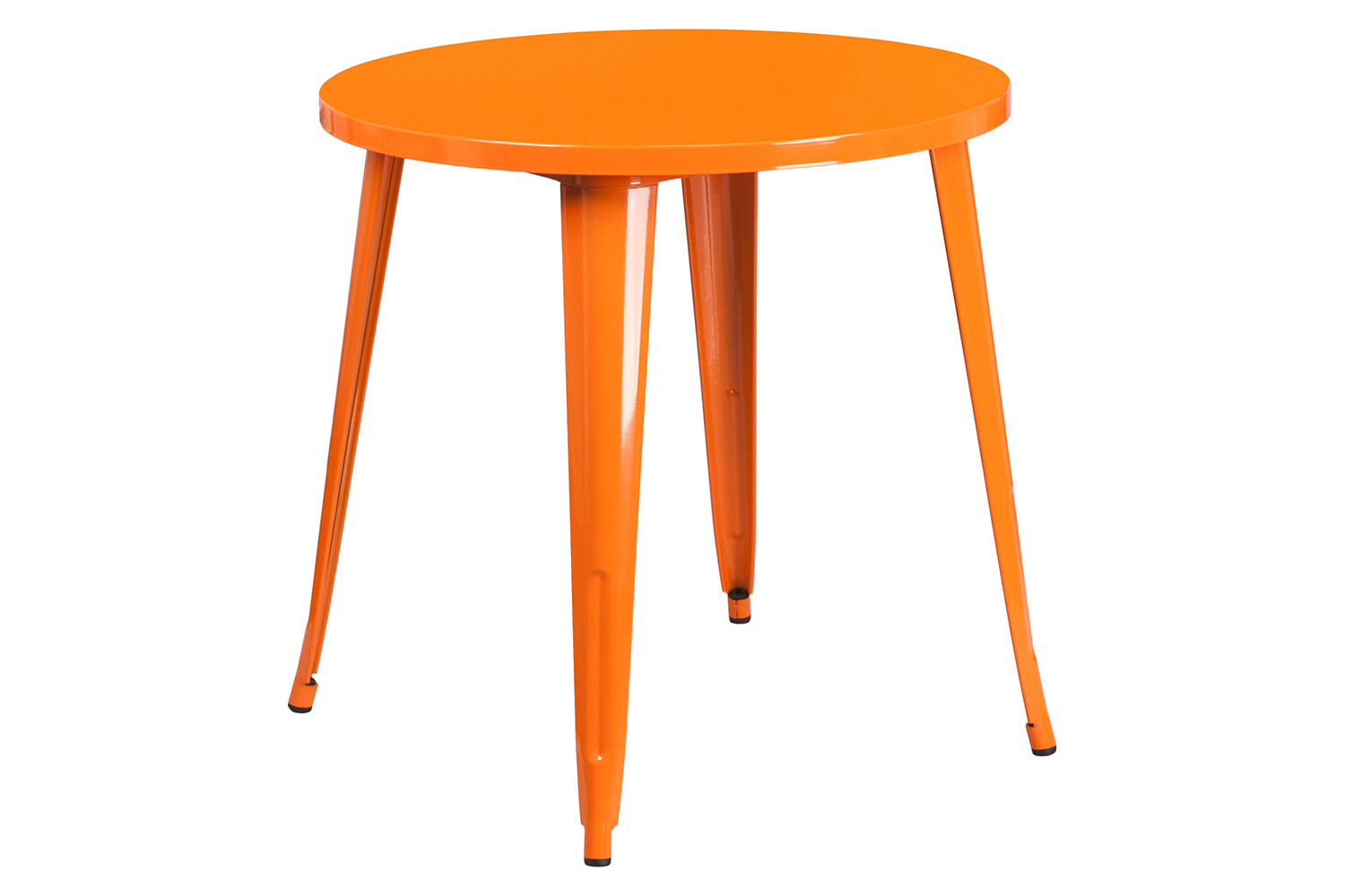 BLNK Conrad Commercial Round Metal Indoor-Outdoor Table Set with 2 Arm Chairs - Orange