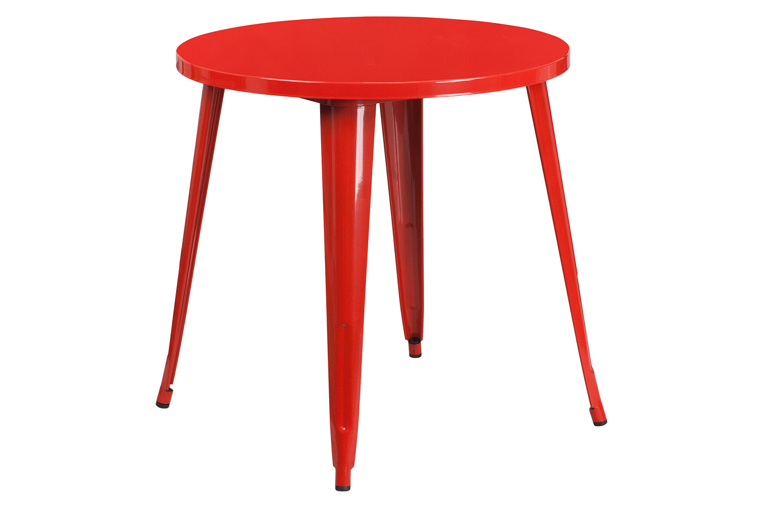 BLNK Conrad Commercial Round Metal Indoor-Outdoor Table Set with 2 Arm Chairs - Red