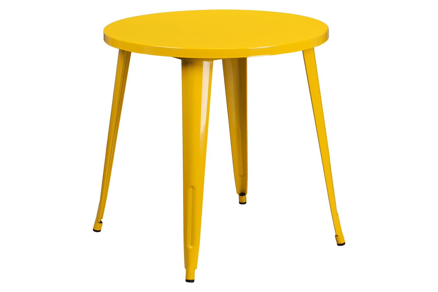 BLNK Conrad Commercial Round Metal Indoor-Outdoor Table Set with 2 Arm Chairs - Yellow