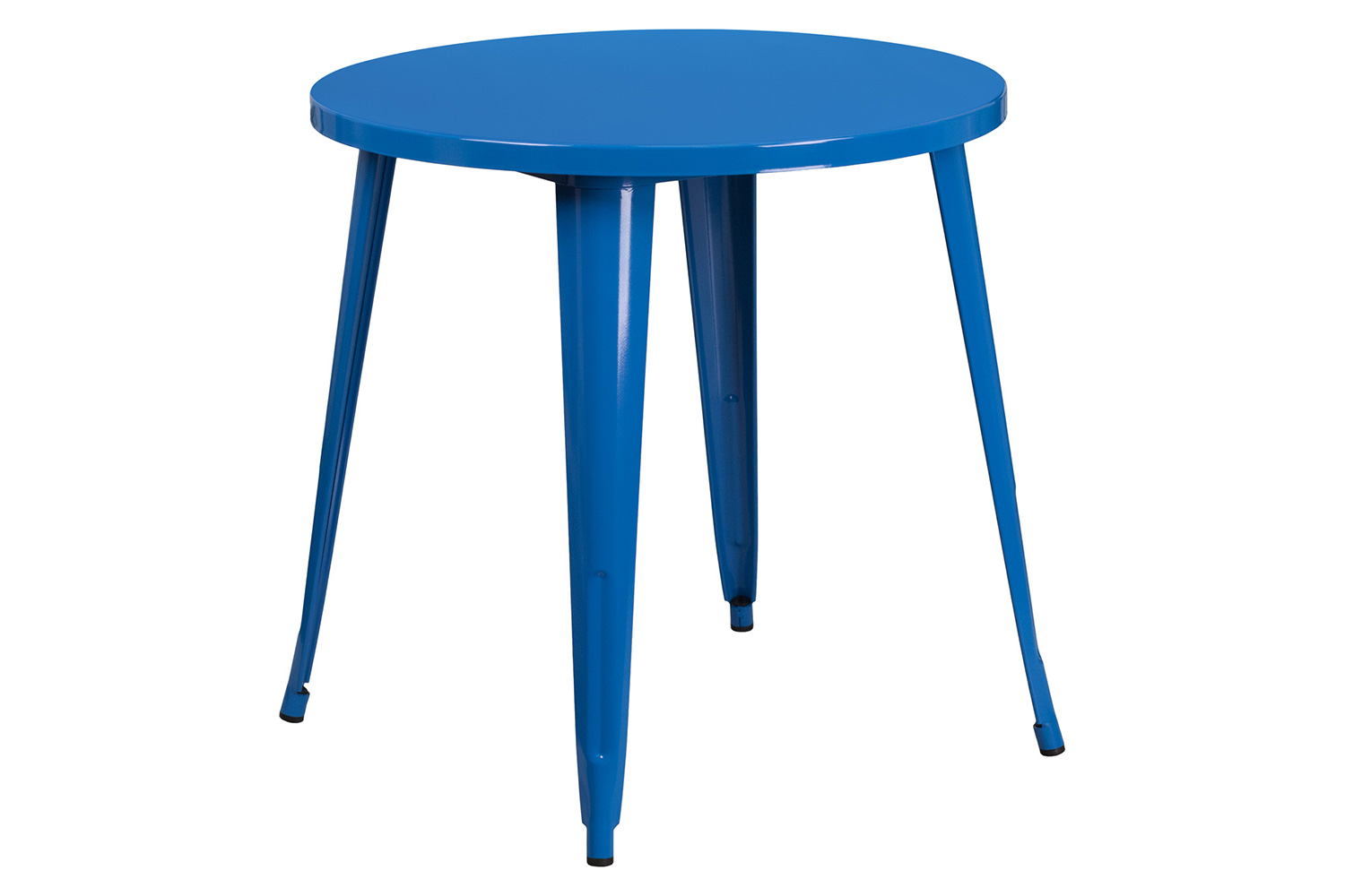 BLNK Baker Commercial Round Metal Indoor-Outdoor Table Set with 2 Cafe Chairs - Blue