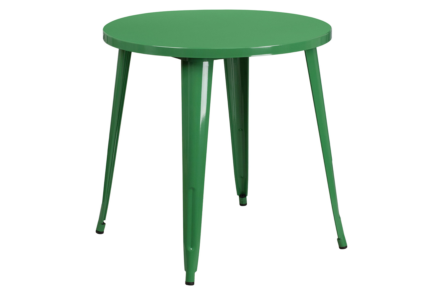 BLNK Baker Commercial Round Metal Indoor-Outdoor Table Set with 2 Cafe Chairs - Green