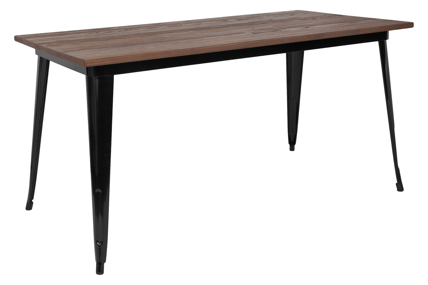 BLNK Kenneth Rectangular Metal Indoor Table with Walnut Rustic Wood Top