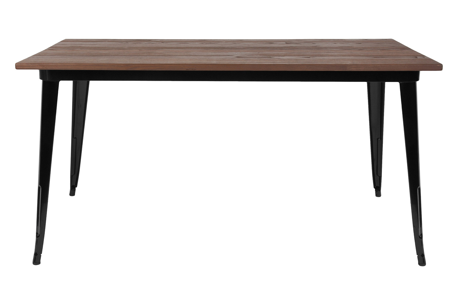 BLNK Kenneth Rectangular Metal Indoor Table with Walnut Rustic Wood Top - Black