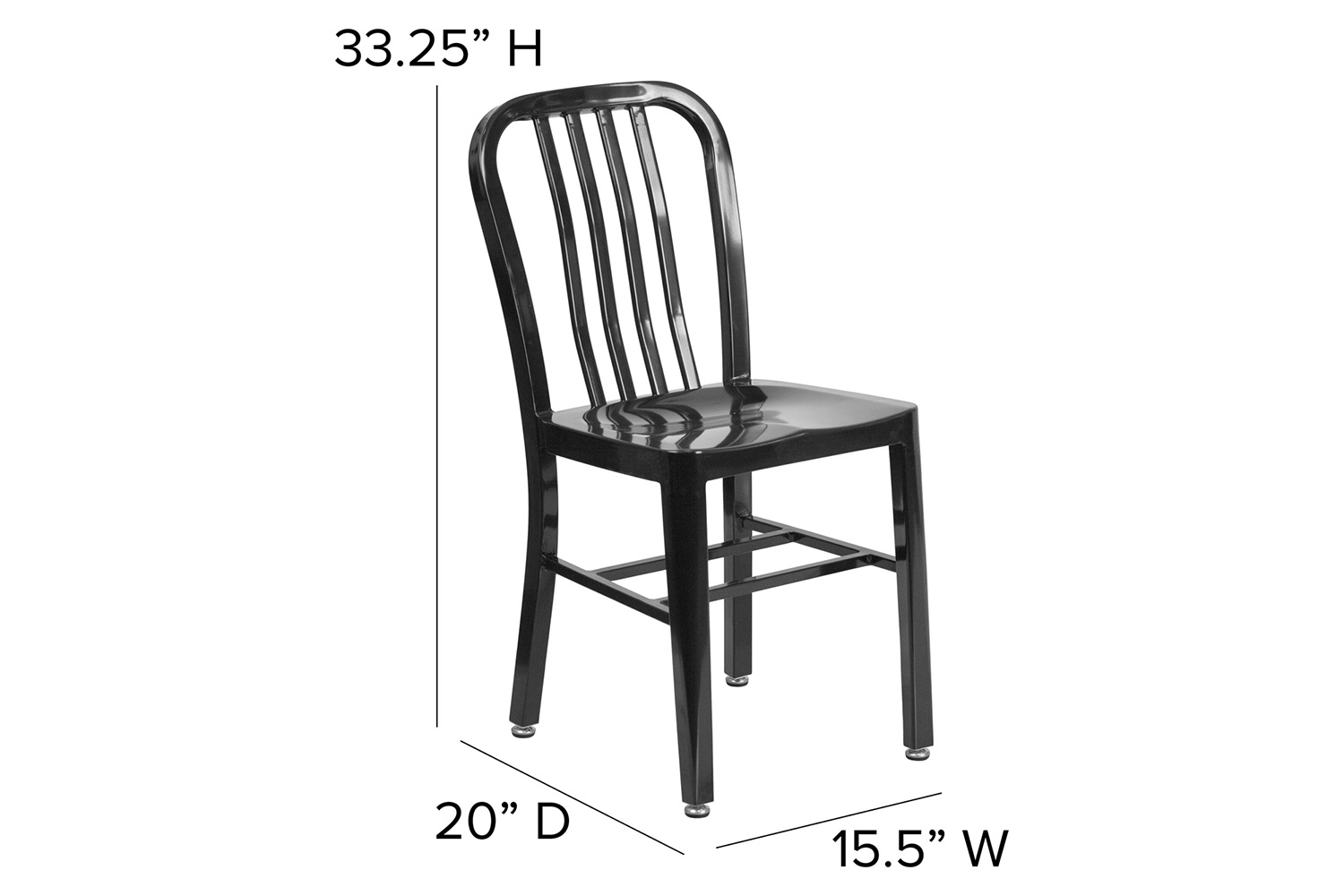 BLNK Gael Commercial Metal Indoor-Outdoor Chair - Black