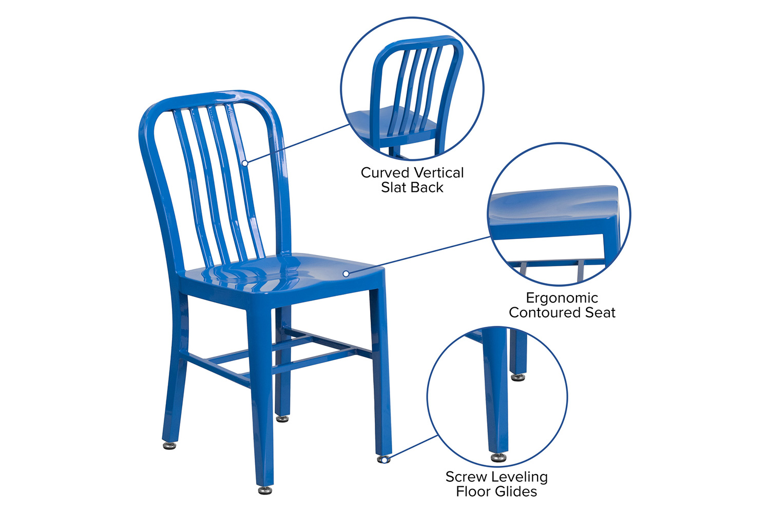 BLNK Gael Commercial Metal Indoor-Outdoor Chair - Blue