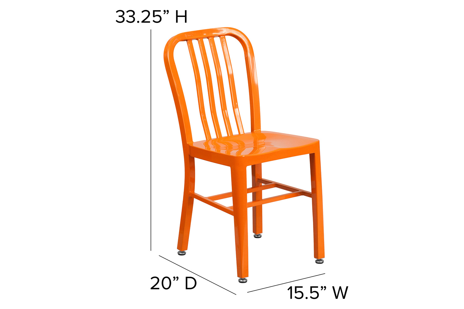 BLNK Gael Commercial Metal Indoor-Outdoor Chair - Orange