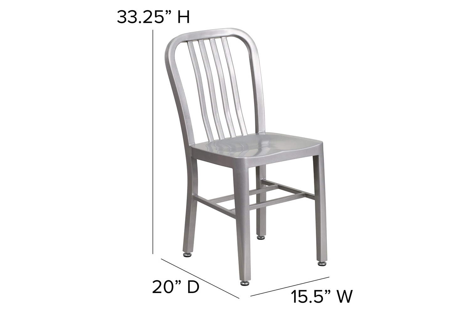 BLNK Gael Commercial Metal Indoor-Outdoor Chair - Silver