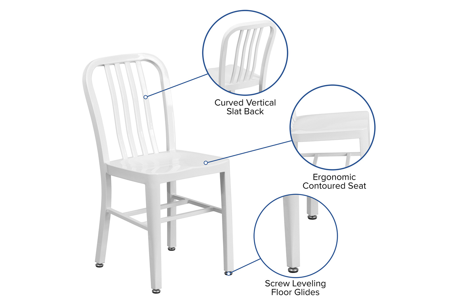 BLNK Gael Commercial Metal Indoor-Outdoor Chair - White