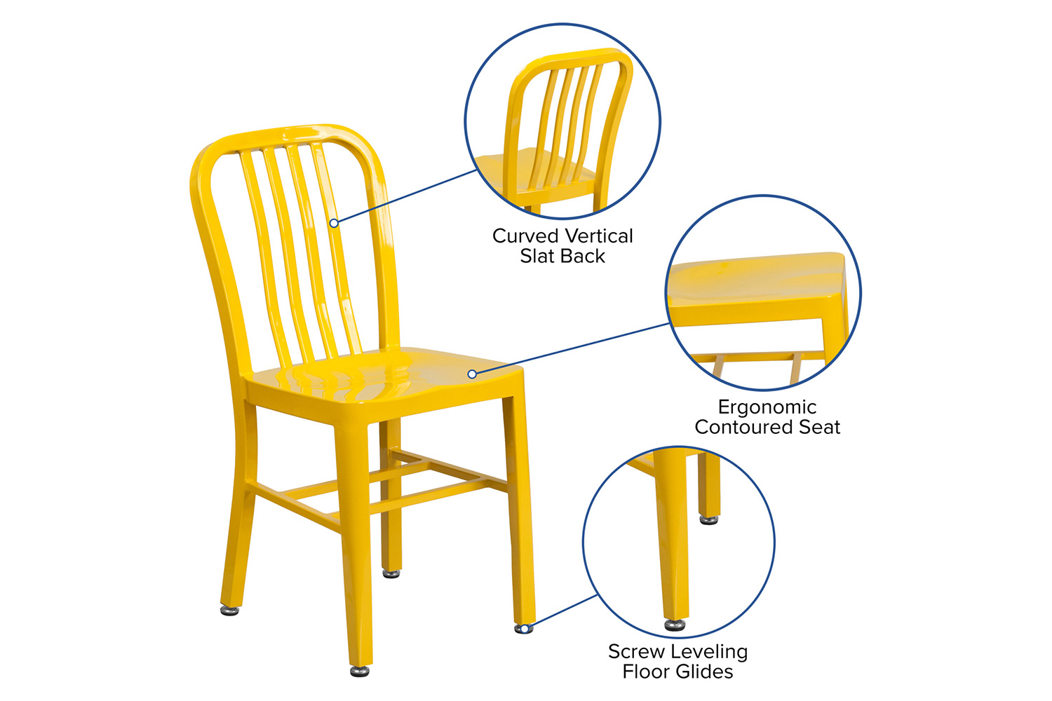 BLNK Gael Commercial Metal Indoor-Outdoor Chair - Yellow