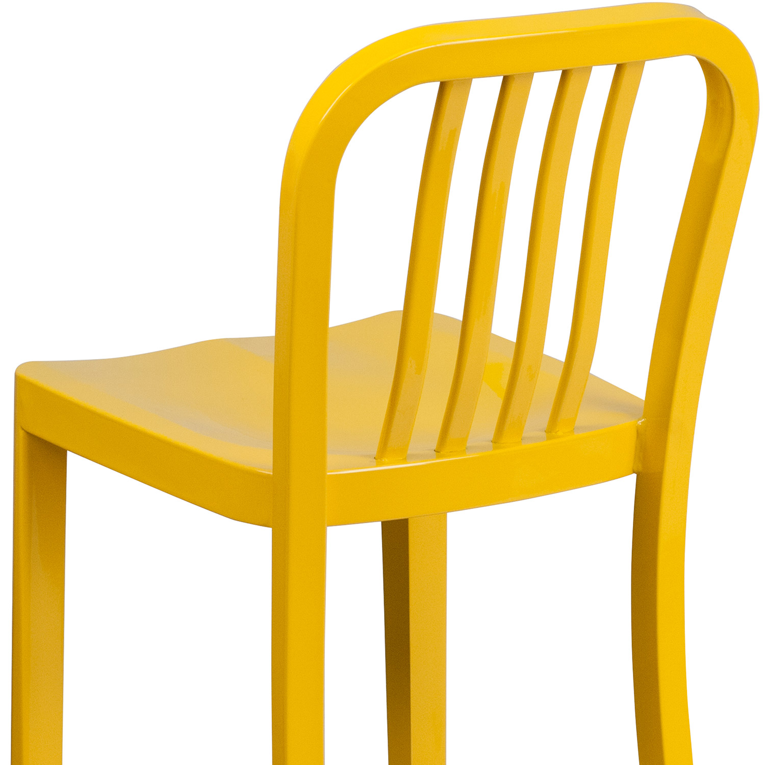 BLNK Gael Commercial Metal Indoor-Outdoor Counter Height Stool with Vertical Slat Back - Yellow