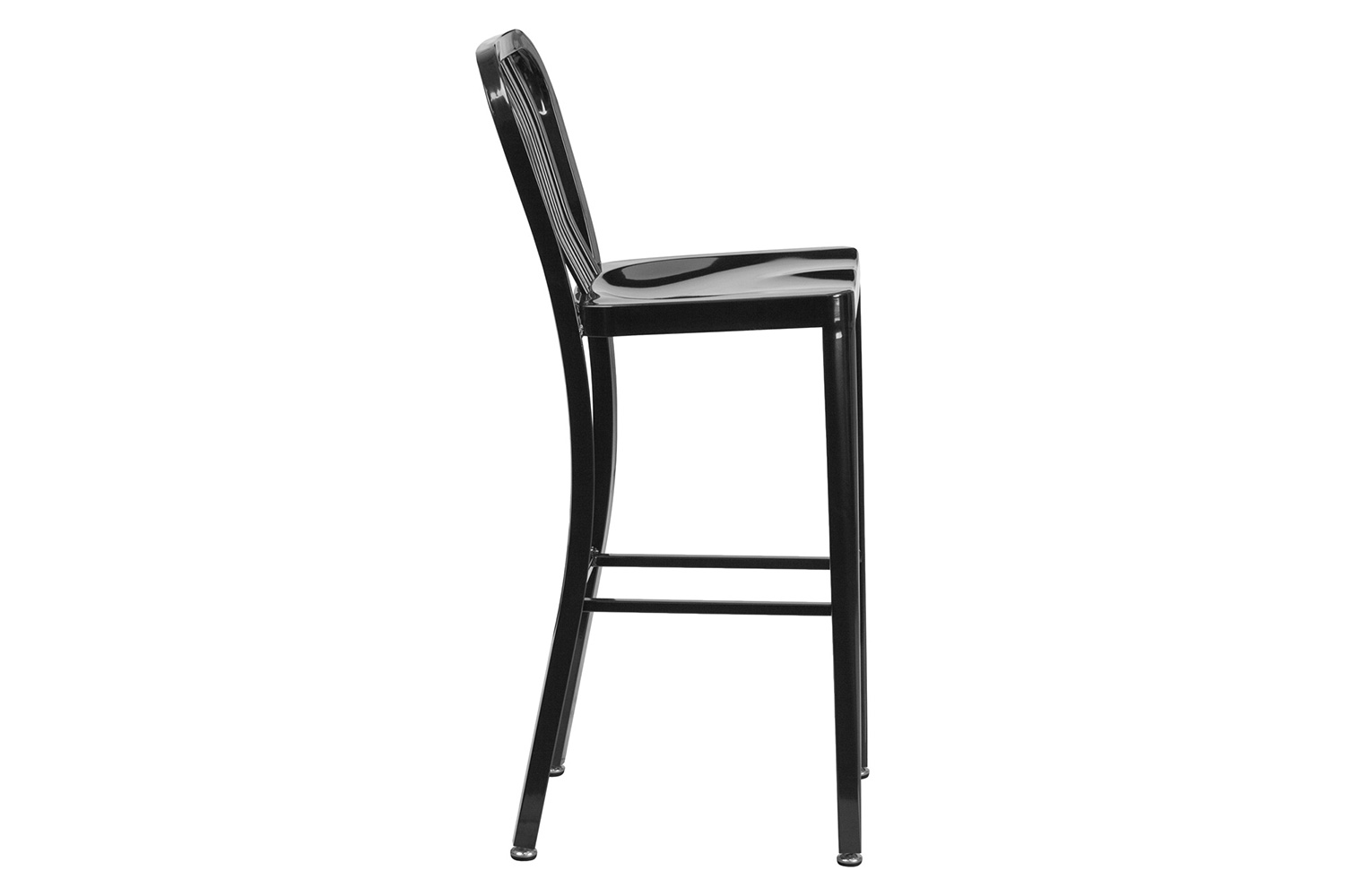 BLNK Gael Commercial Metal Indoor-Outdoor Bar Stool with Vertical Slat Back - Black