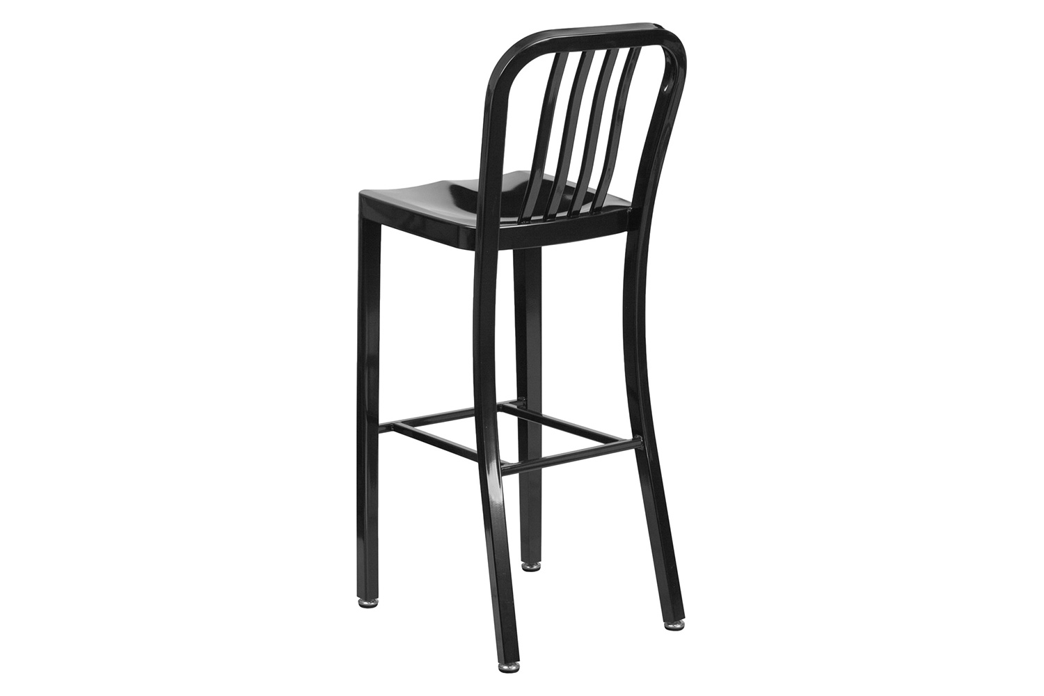 BLNK Gael Commercial Metal Indoor-Outdoor Bar Stool with Vertical Slat Back - Black