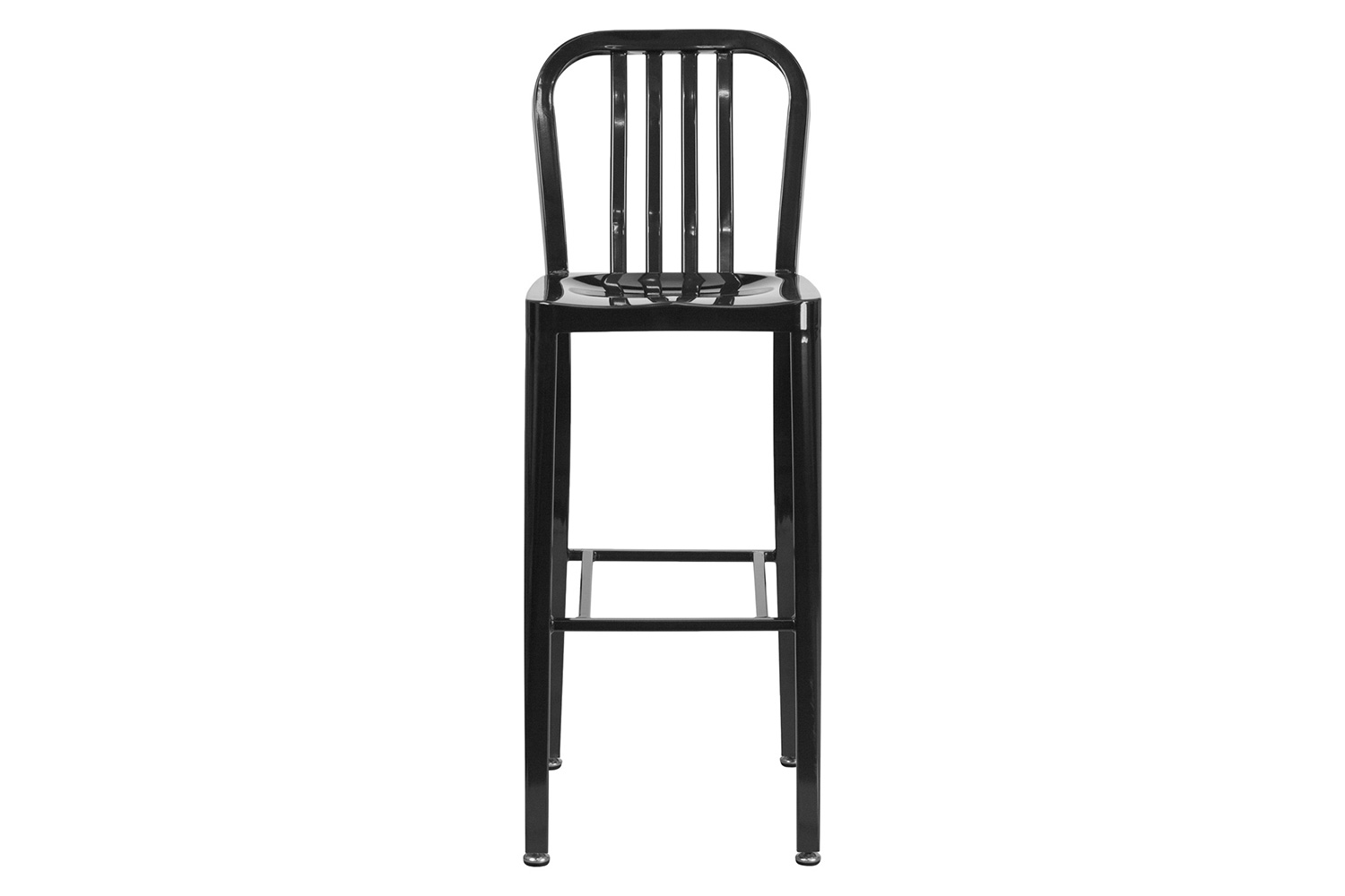 BLNK Gael Commercial Metal Indoor-Outdoor Bar Stool with Vertical Slat Back - Black