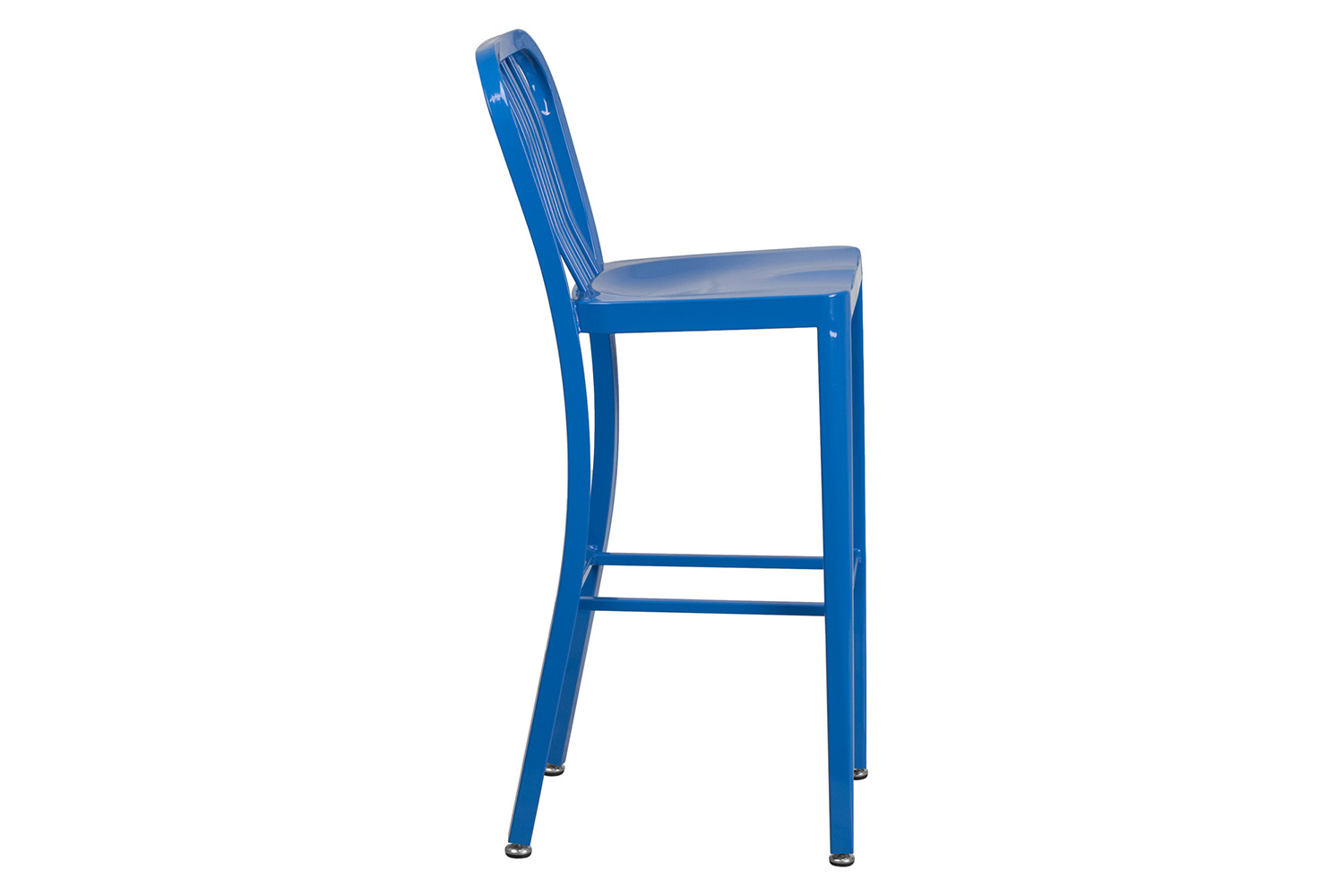 BLNK Gael Commercial Metal Indoor-Outdoor Bar Stool with Vertical Slat Back - Blue