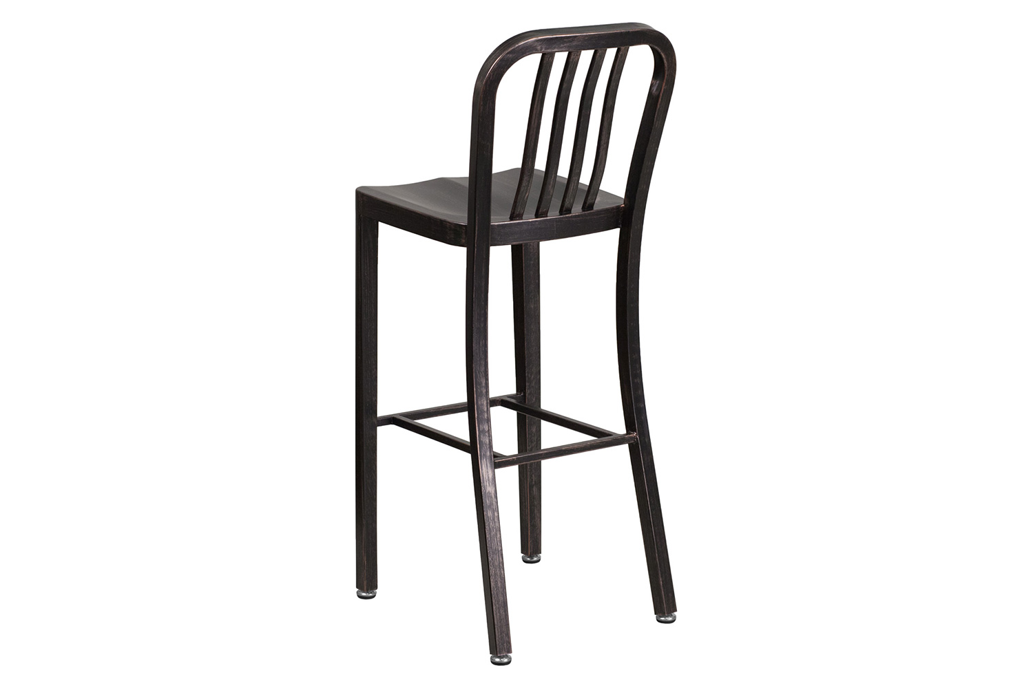 BLNK Gael Commercial Metal Indoor-Outdoor Bar Stool with Vertical Slat Back - Black/Antique Gold