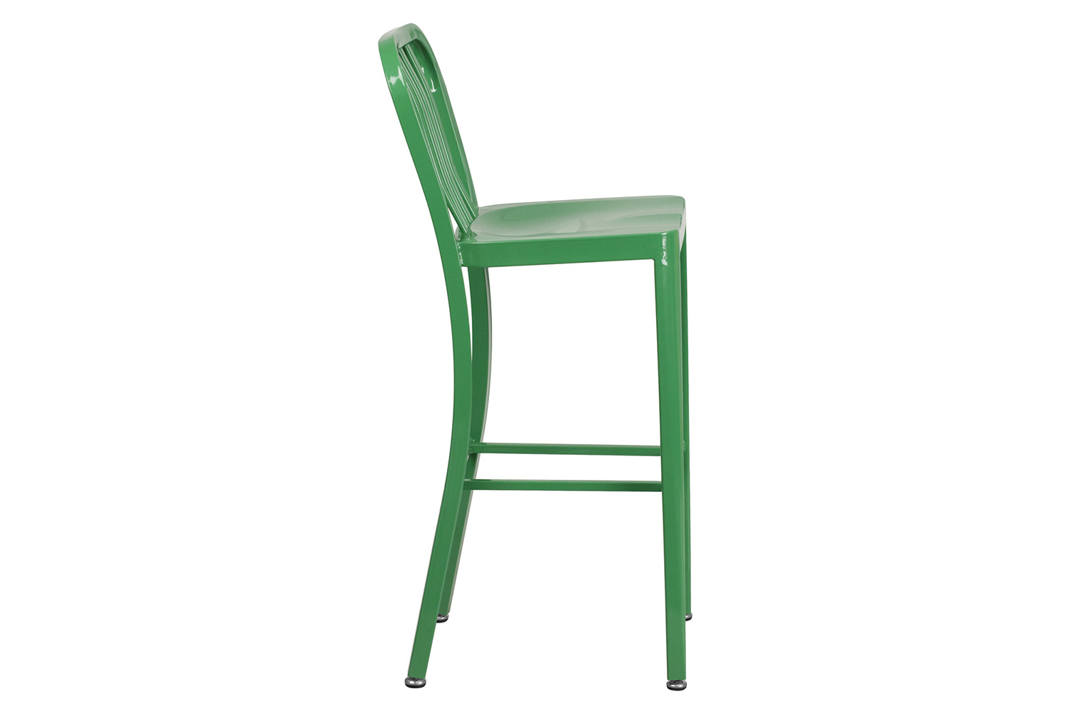 BLNK Gael Commercial Metal Indoor-Outdoor Bar Stool with Vertical Slat Back - Green