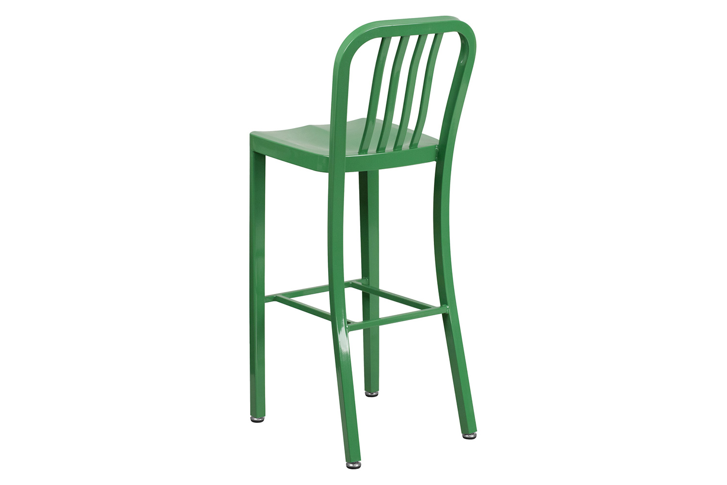 BLNK Gael Commercial Metal Indoor-Outdoor Bar Stool with Vertical Slat Back - Green