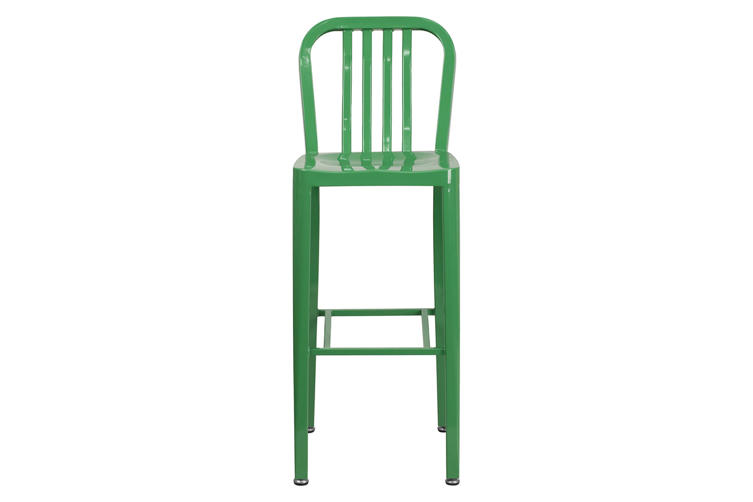 BLNK Gael Commercial Metal Indoor-Outdoor Bar Stool with Vertical Slat Back - Green