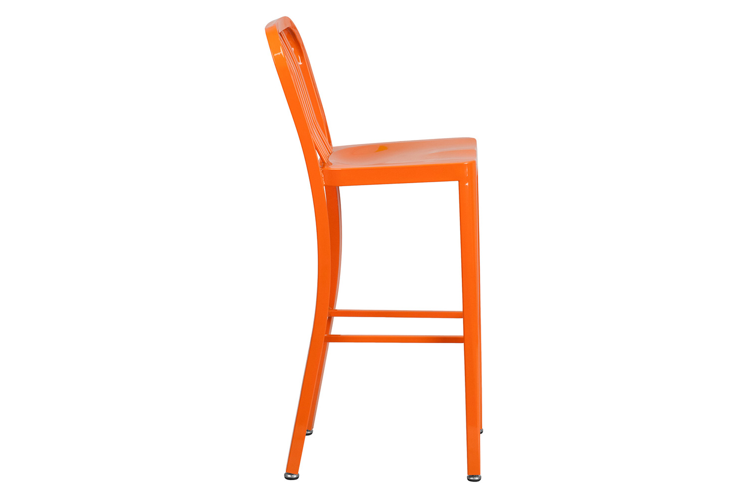 BLNK Gael Commercial Metal Indoor-Outdoor Bar Stool with Vertical Slat Back - Orange