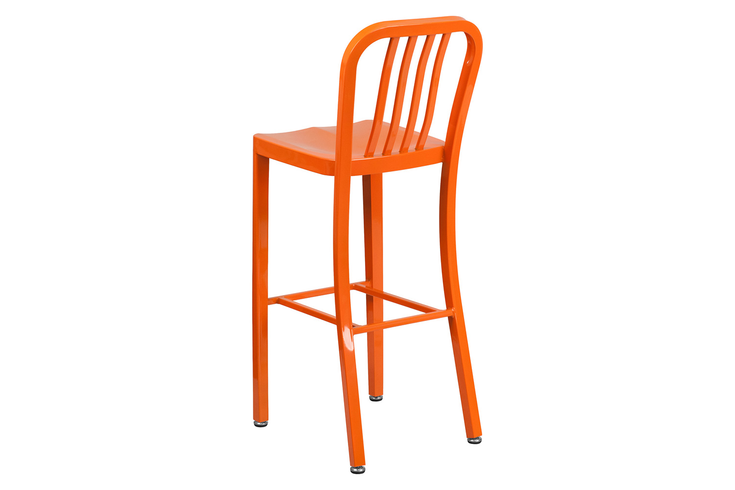 BLNK Gael Commercial Metal Indoor-Outdoor Bar Stool with Vertical Slat Back - Orange