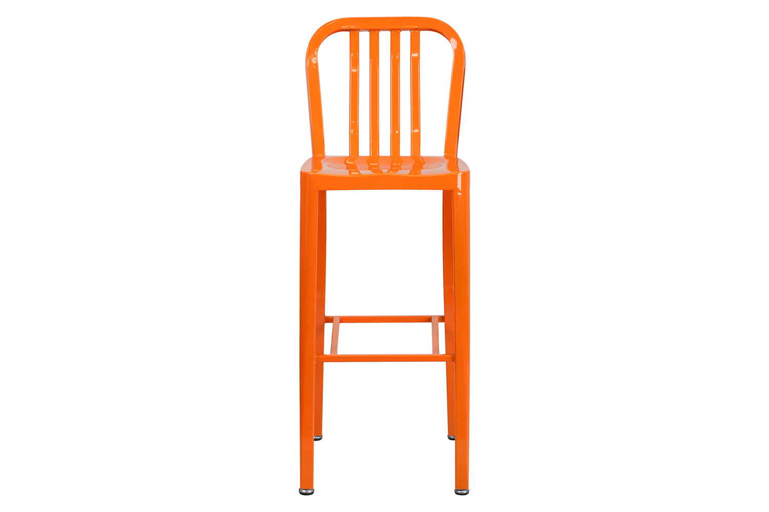 BLNK Gael Commercial Metal Indoor-Outdoor Bar Stool with Vertical Slat Back - Orange